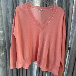 Elegant Pink ladies size M/L V-Neck Sweater by madewell winter lightweight wool